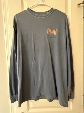 Southern Style Auburn Class Blue Long Sleeve Tee with Bow Size M Comfort Colors